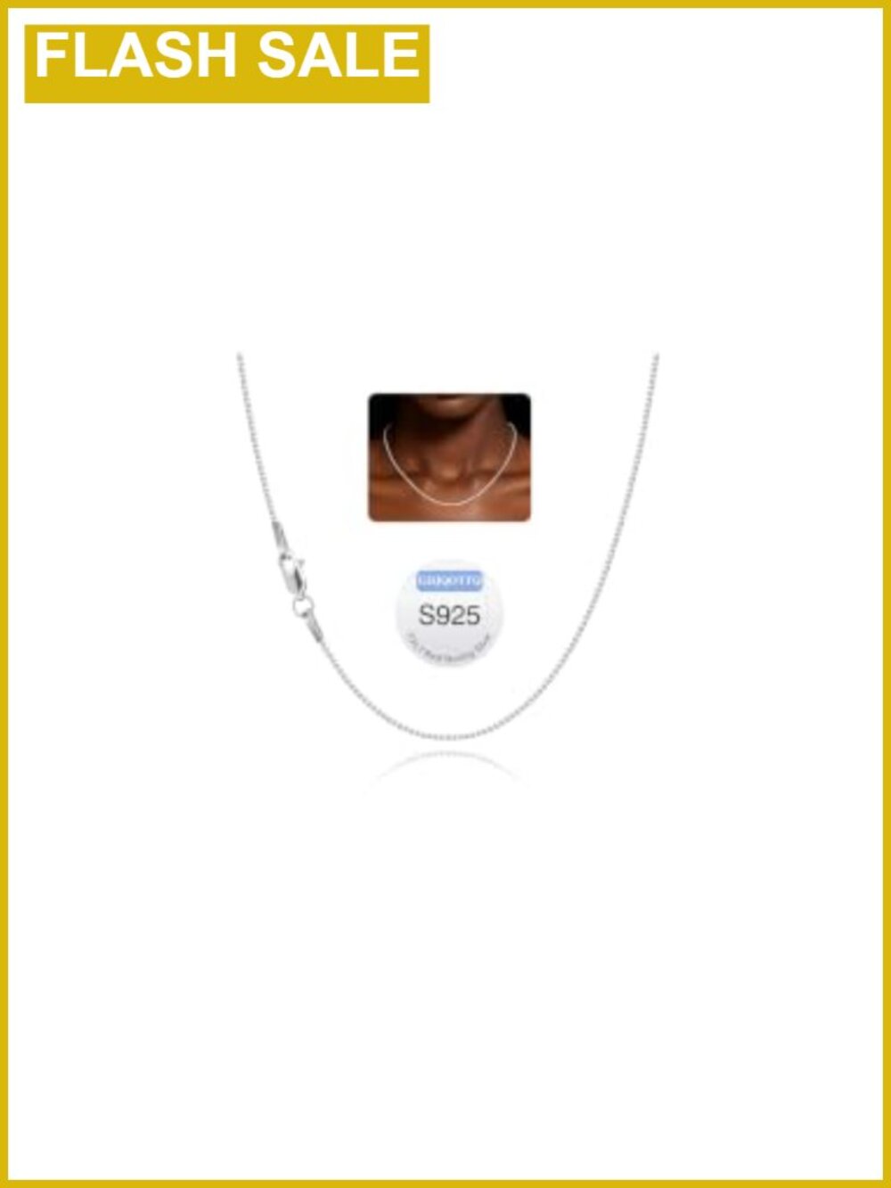 Sterling Silver Box Chain Necklace 1.0mm Non Tarnish for Women
